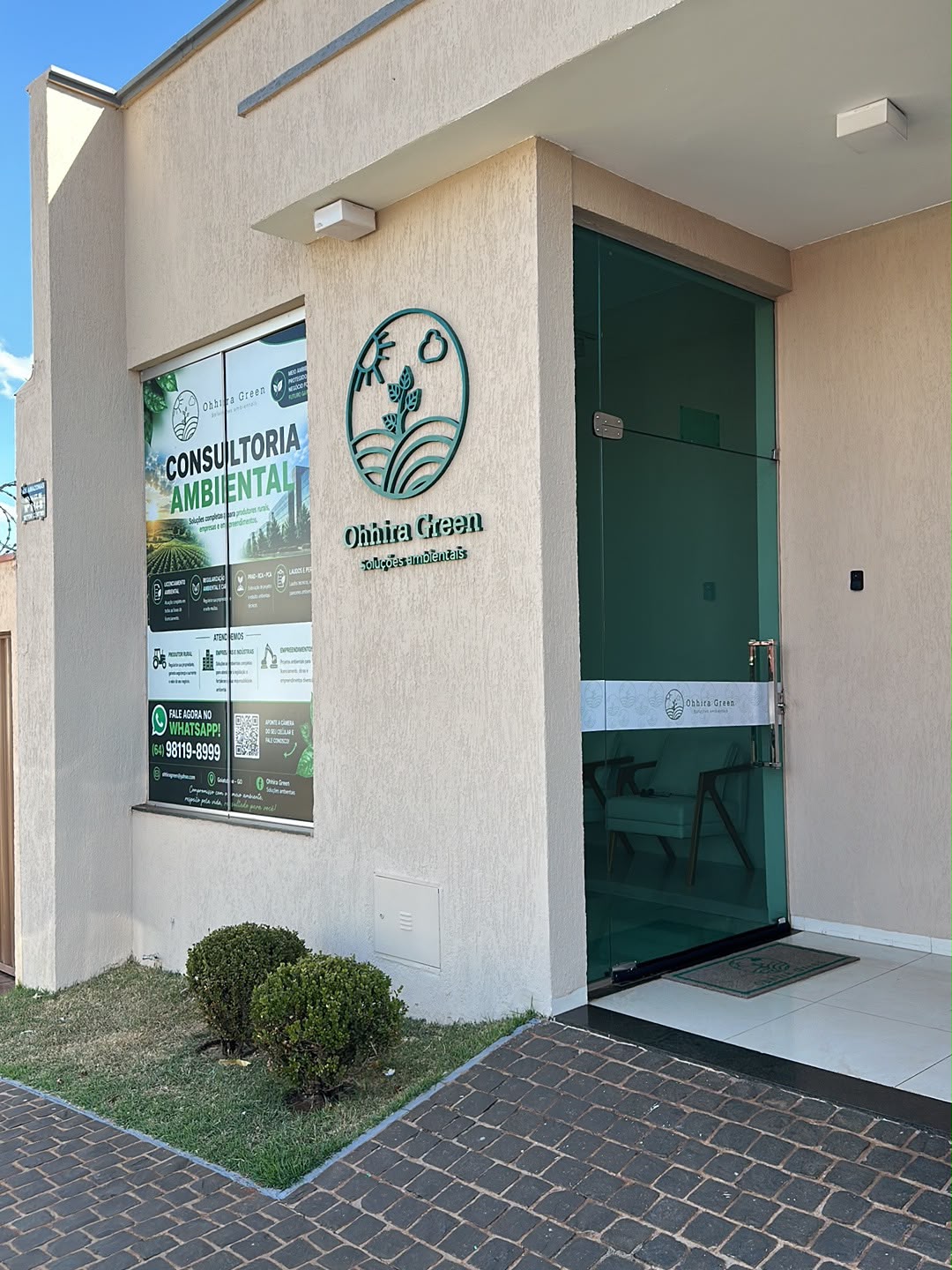 Fachada do escritório da OhhiraGreen em Goiatuba, Goiás